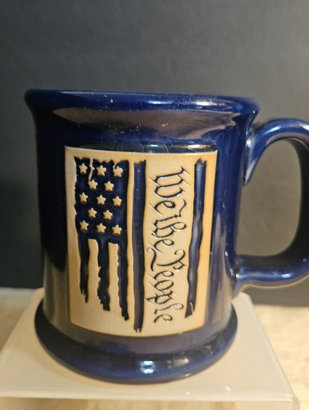 We The People American Flag Ceramic Coffee Mug Cobalt Blue Old Southern Brass